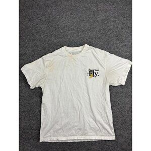 ABSENT Shirt Mens Medium White Check Your Fly Humor Fishing Graphic Tee